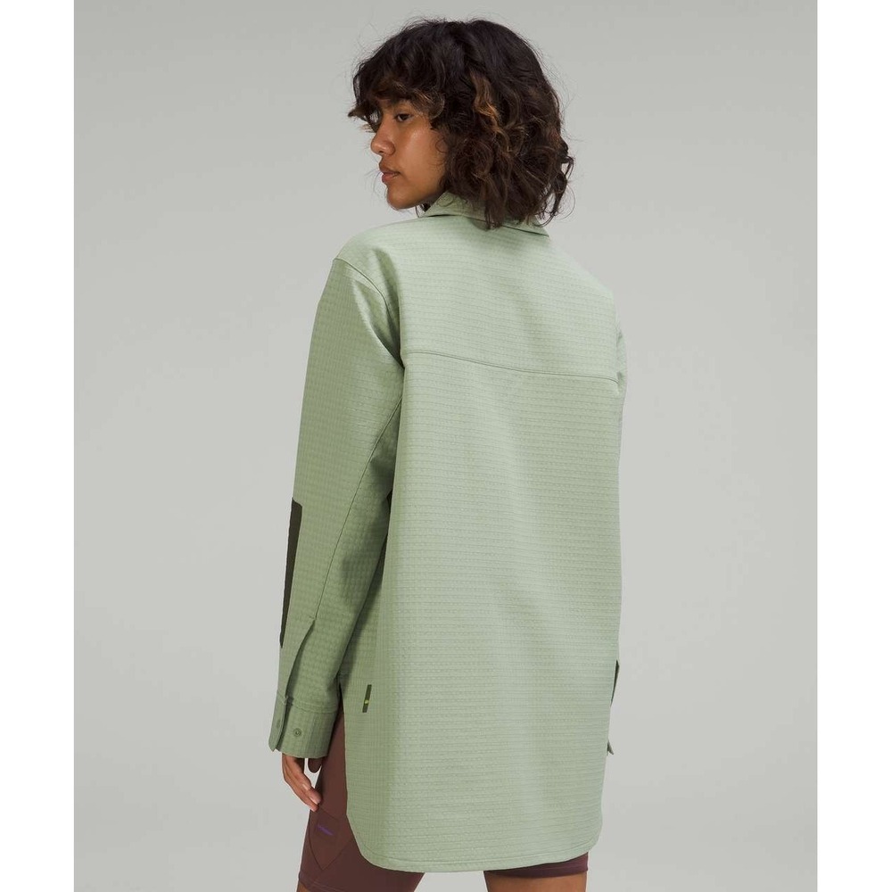 Lululemon Grid Fleece Hiking Overshirt Laurel Green Medium Olive LW3FO3S Size 8 - Picture 11 of 14